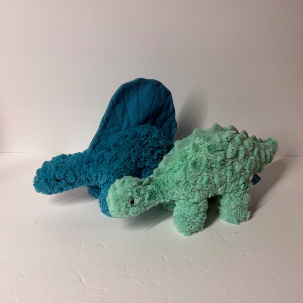 Manhattan Toy Company Dinosaur Plush Set Blue Spinosaurus Mint Stegosaurus